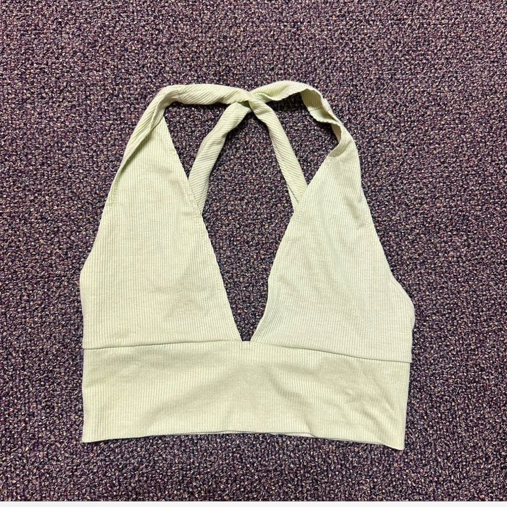Shein lime green criss cross crop top